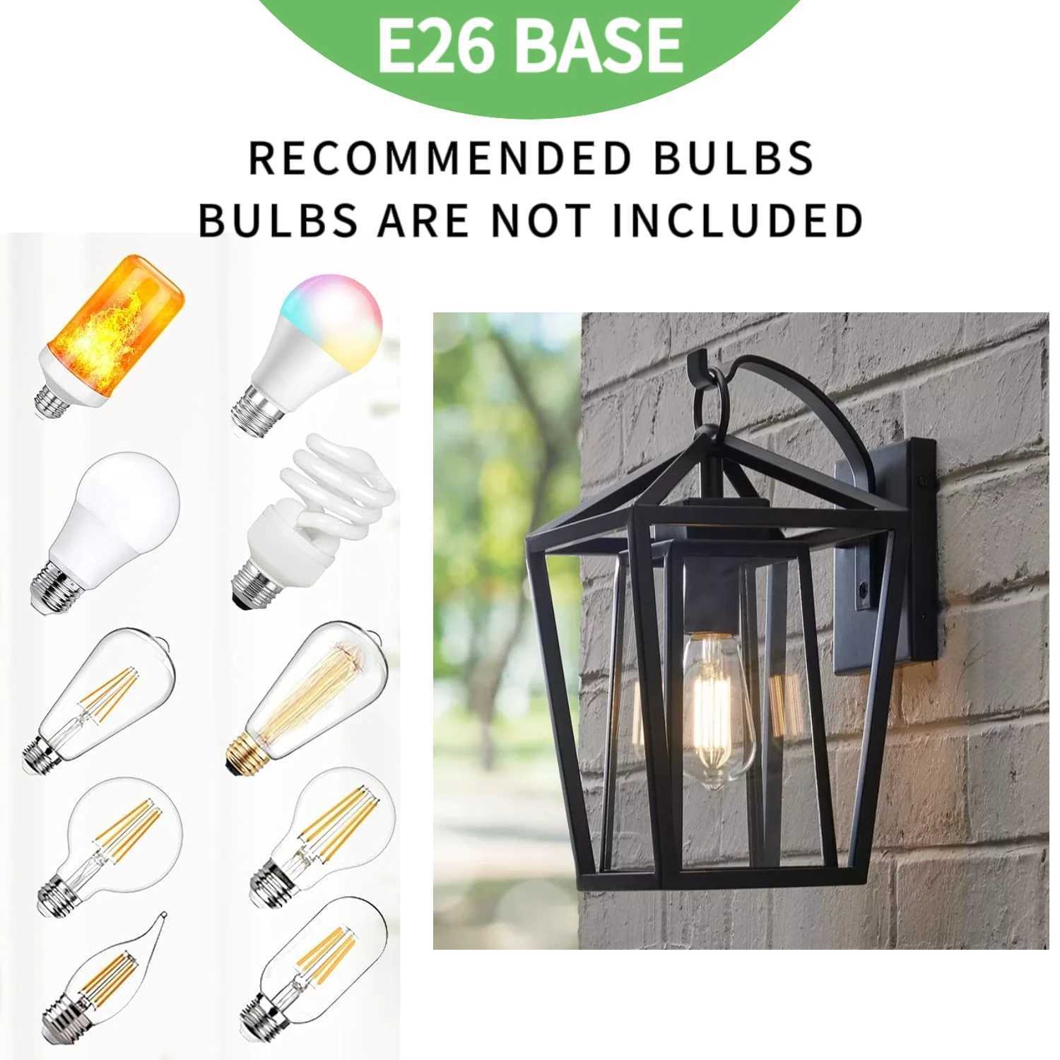 Outdoor Wall Light Fixtures Exterior Waterproof Lanterns Porch Sconces Wall Mounted Lighting with E26 Sockets Glass Shades XJ250624