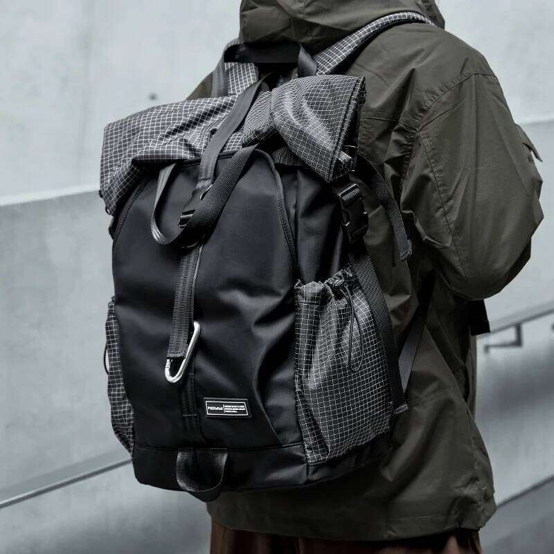 Men's Roll Top Travel Expandable Large Capacity Backpack Waterproof Outdoor Motorcycle Riding Hike Sports Bags