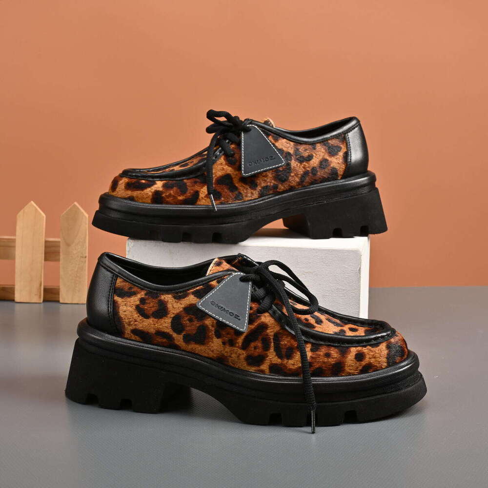 Fashion casual shoes Exotic Leopard Print Platform Oxford Shoes with Chunky Sole Okimoz