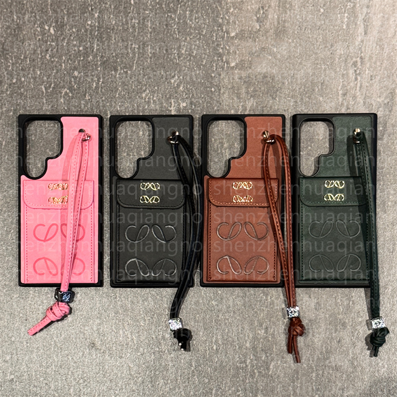 Luxury Phone Case Designer iPhone Case for iPhone 16 Pro Max 15 14 12 13 11 XS XR 8P 15 Plus Samsung S25 Ultra s24 s23 S22 Note 20 Ultra Case with Card Holder Lanyard