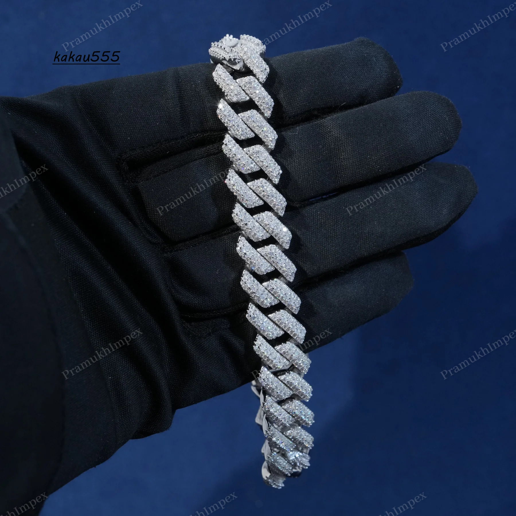 Best Hot Selling Moissanite Two Tone Square Cuban Link Manufacturer At India Pass Diamonds Tester GRA Certified Hip Hop Bracelet