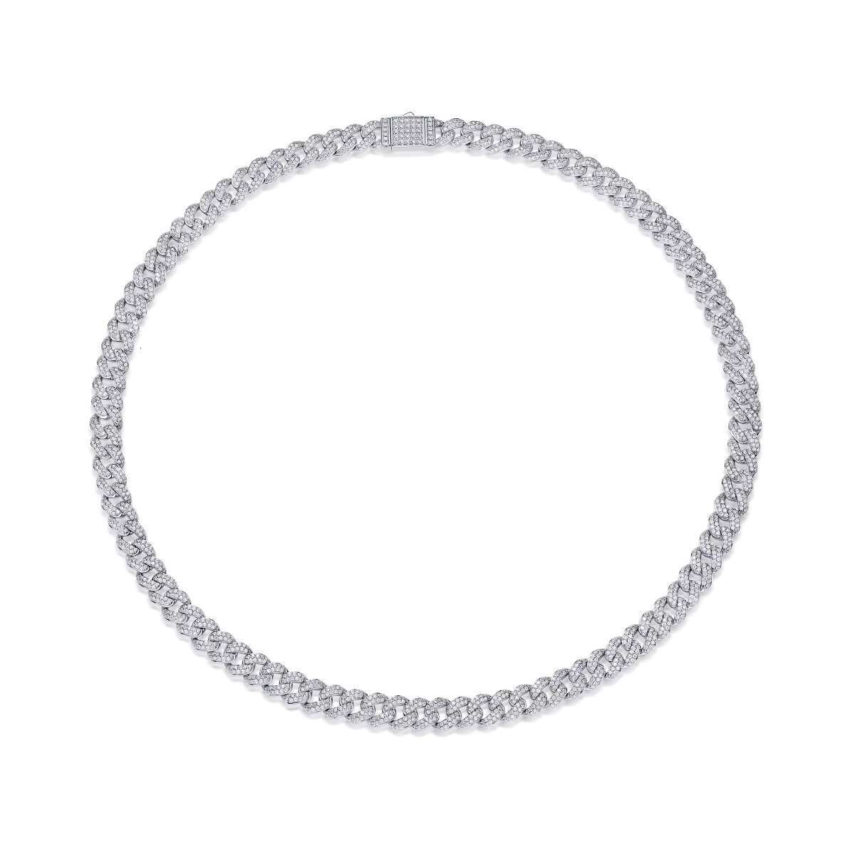 10mm Full Moissanite Cuban Link Necklace - GRA Certified Jewelry Wholesale - Classic Round Cut