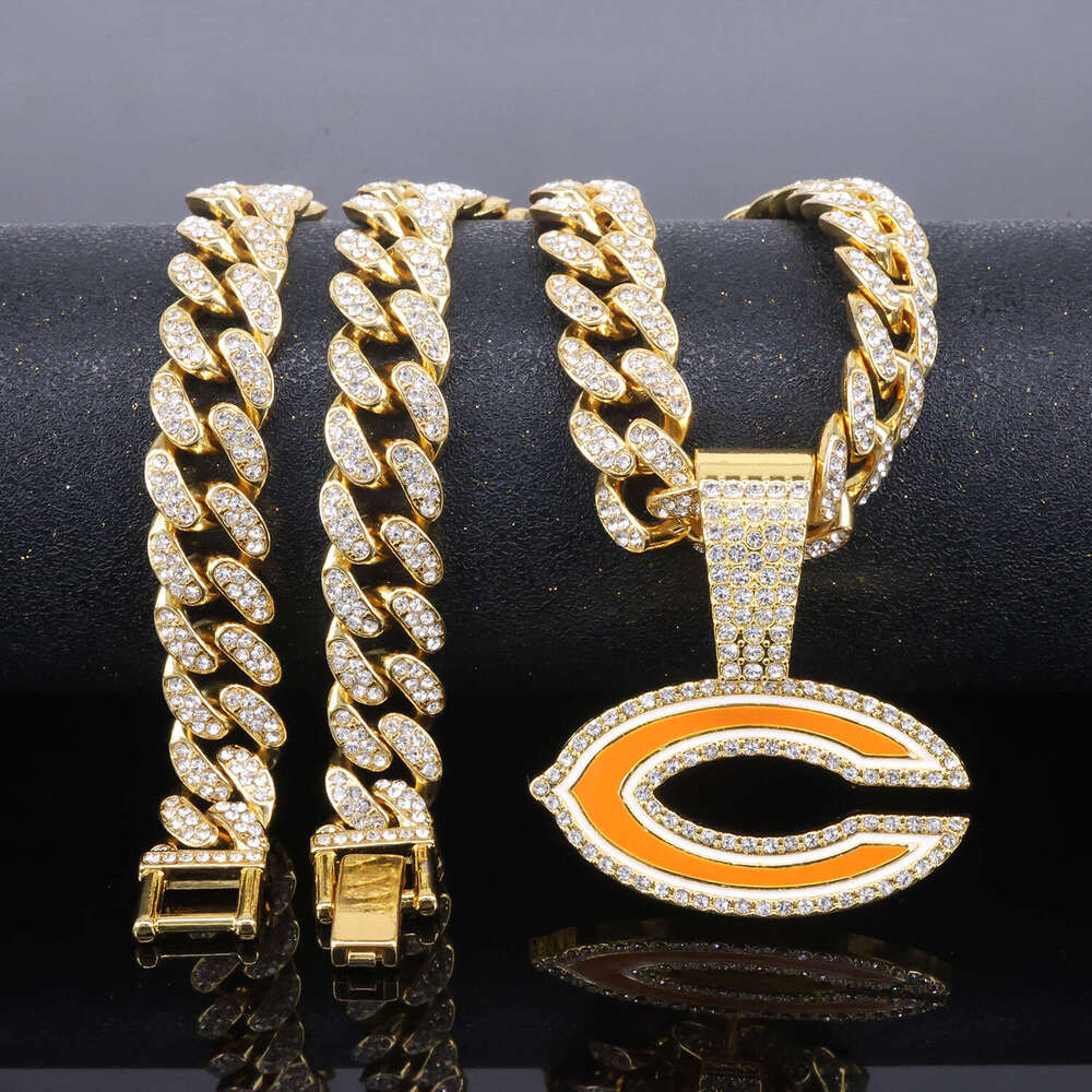 New Fashion Oil Paint Letter C Pendant Necklace Alloy Inlaid Dia Men's Personality Punk Style Chain Jewelry b17