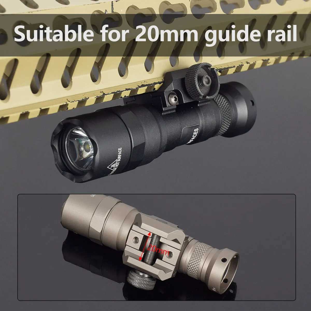 Tactical Surefire M300 M600 M600C M600B Powerful Flashlight Dual Switch Fit 20mm Rail Rifle M300C M300B Weapon Gun LED Light XJ250701
