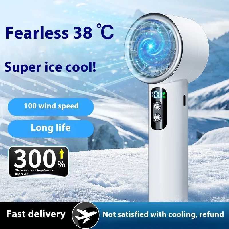 Summer Portable Ice Compress Handheld Turbo Fan 3 Wind Speeds Adjustable Mini Personal Fan Battery Operated Electric Fan T250702