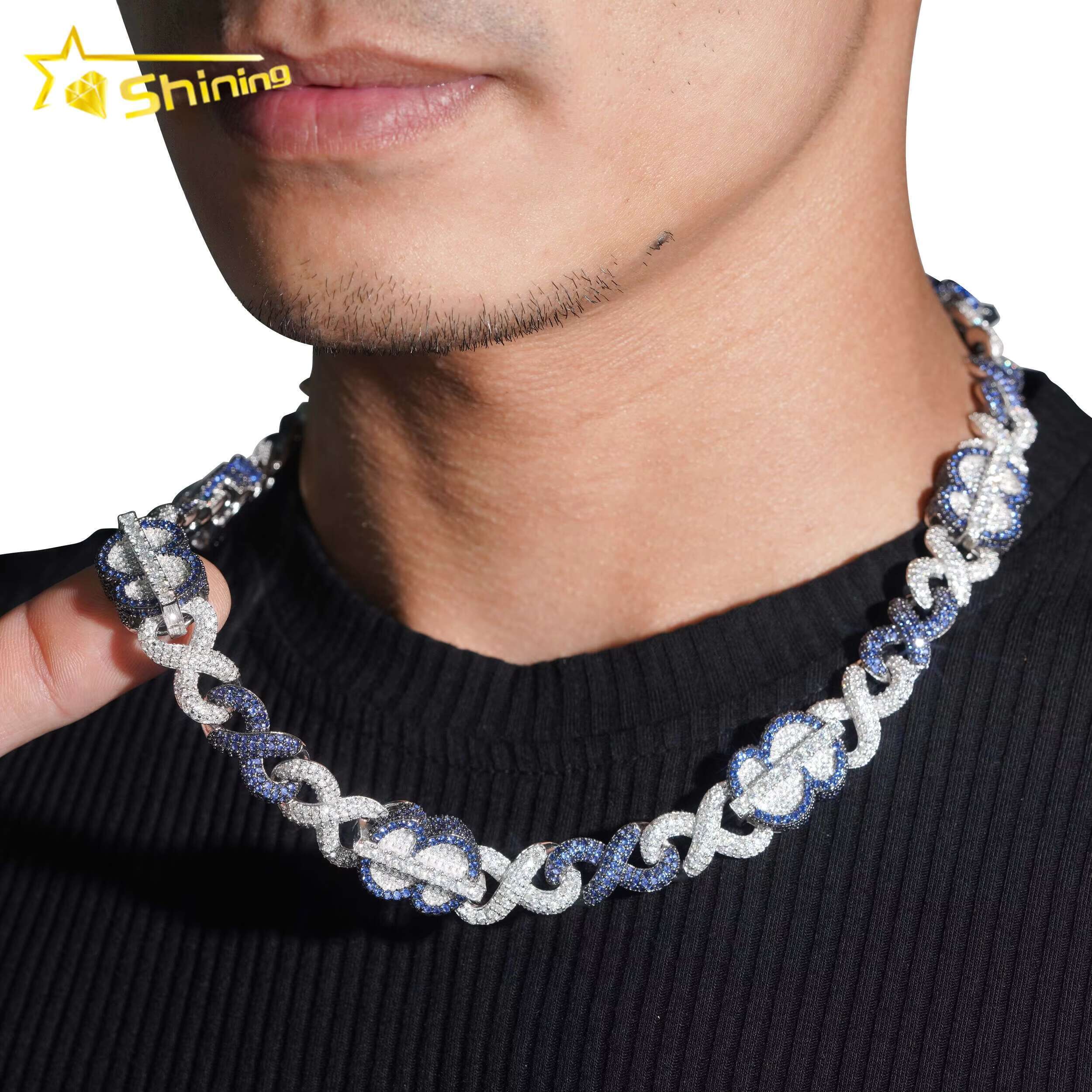 Rappers Hip Hop Jewelry Chain Gold Plated 925 Sterling Silver VVS Moissanite Diamond Iced Out Necklace Cuban Link Chain