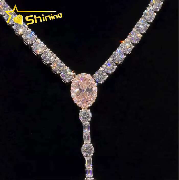 Trendy New Arrivals Iced Out 925 Tennis Chain Pendant Set Custom Made Manufacturer VVS Moissanite Diamond Cross Pendant Necklace