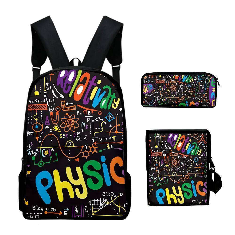 Fashion Science physical chemistry Formula 3D 3pcs/Set School Bags Laptop Daypack Backpack Inclined shoulder bag Pencil Case