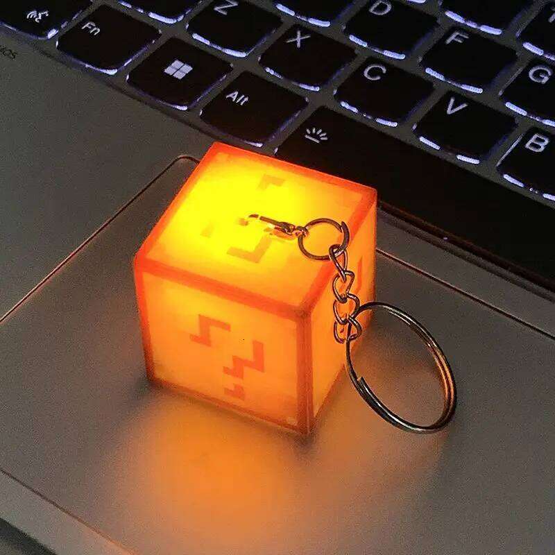 Creative Luminous Cube Keychain Backpack Hanging Pendant Game Keyring Student Bag Charms Decoration Birthday Gifts Free shipping
