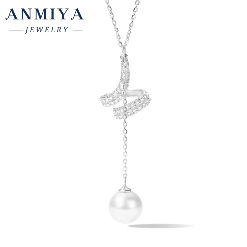 Luxury 925 Sterling Silver Jewelry, Exquisite Geometric Pendant Necklace with Pearl Tassel, Special Occasion Choice