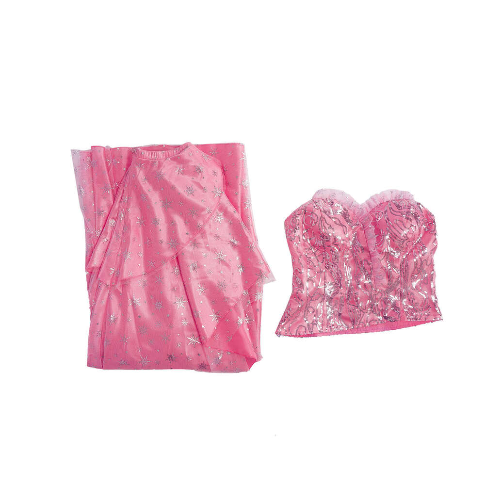 Magic Bad Witch Glinda Pink Waist-Cinching Strap Dress Cosplay Costume
