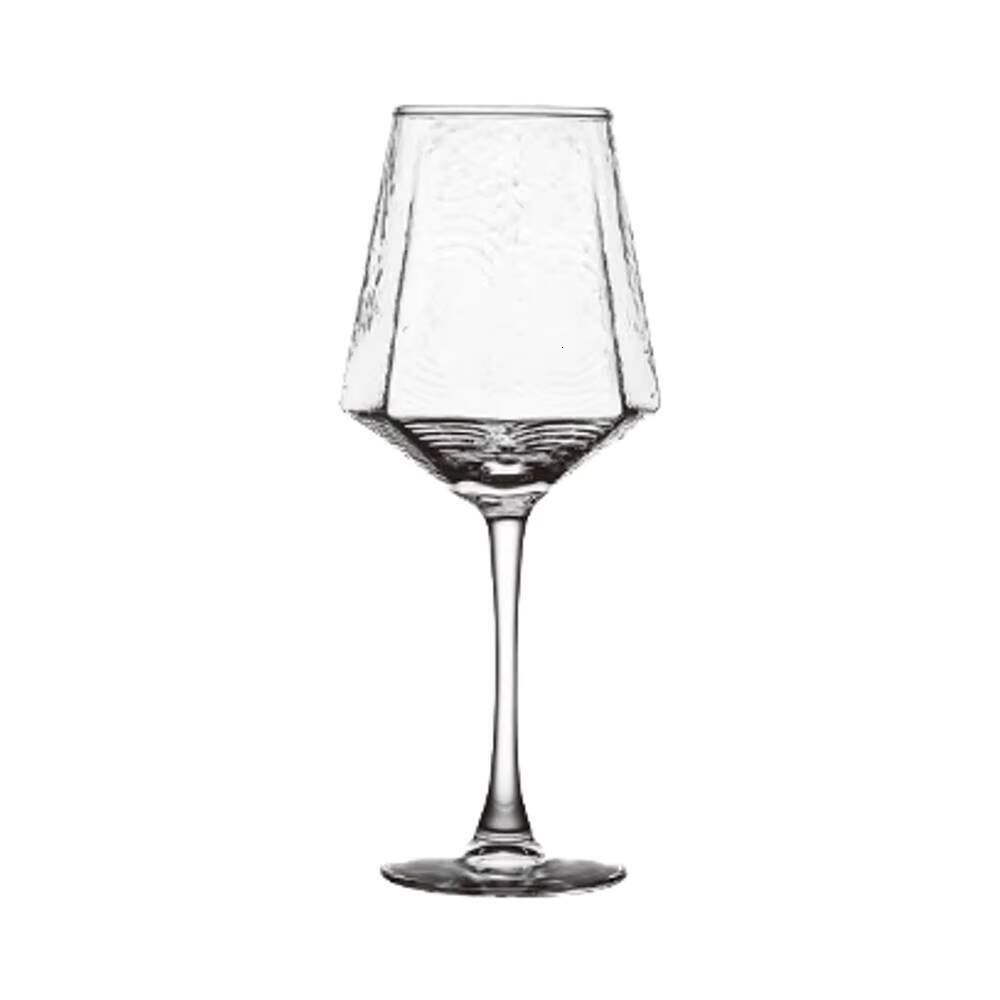 Wholesale 430ml Transparent Glass Red Wine Glasses Octagonal Rhombic Design with Long Stem for Classic Home and Restaurant Use