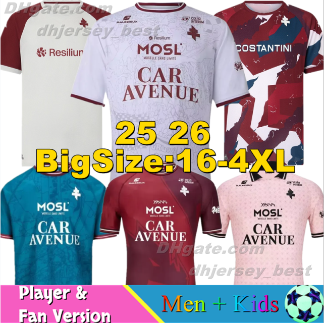25/26 FC METZ Soccer Jerseys MIKAUTADZE JALLOW NIANE 2023 2024 maillot de foot MAZIZ UDOL YADE JOSEPH DANLEY SABALY home away 3rd VAGNER BOULAYA NIANE football shirts