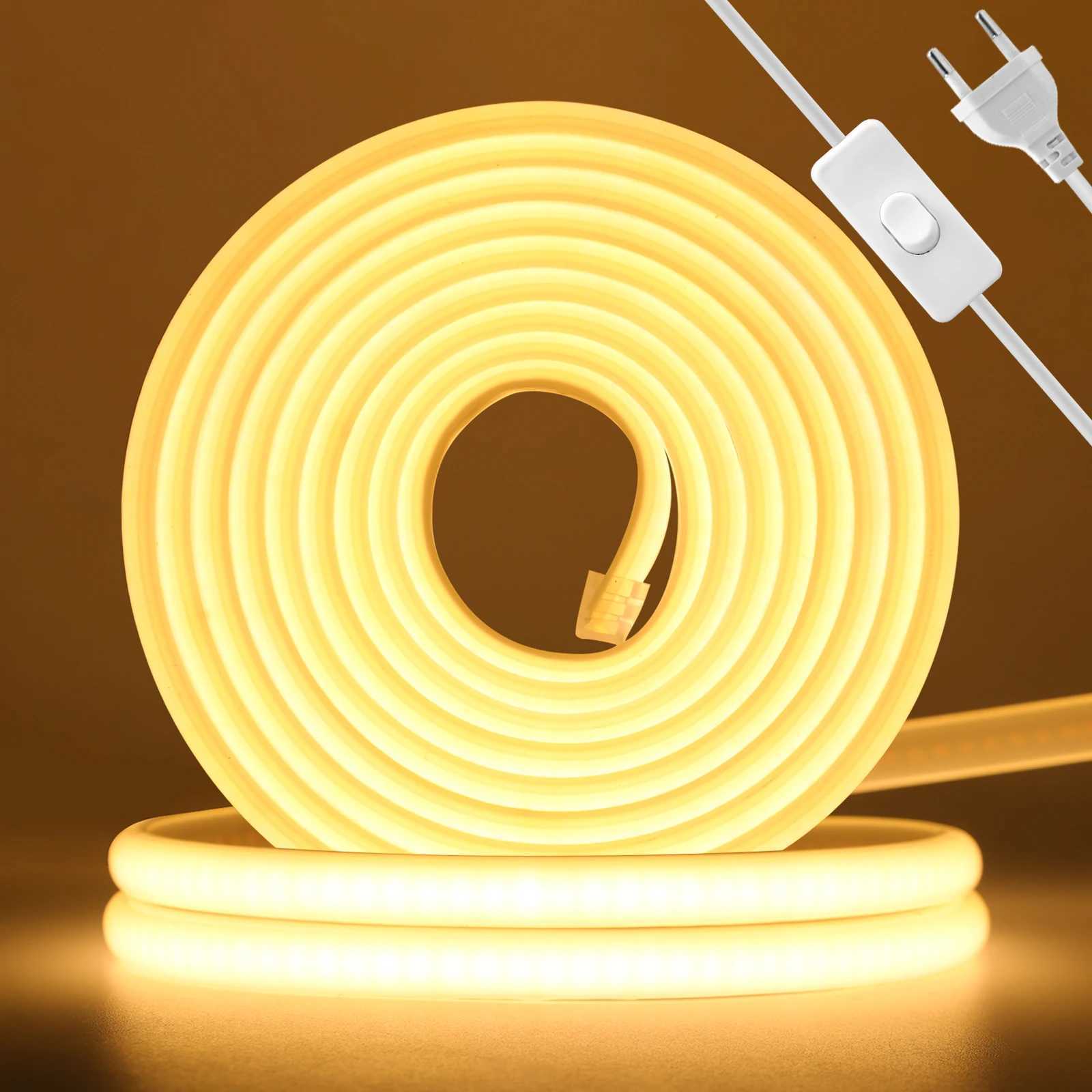 220V COB LED Strip Light 20M 40M 288LEDs/m Flexible Outdoor IP67 Waterproof CRI RA90 FOB Tape Lamp For Bedroom Kitchen Lighting W250701