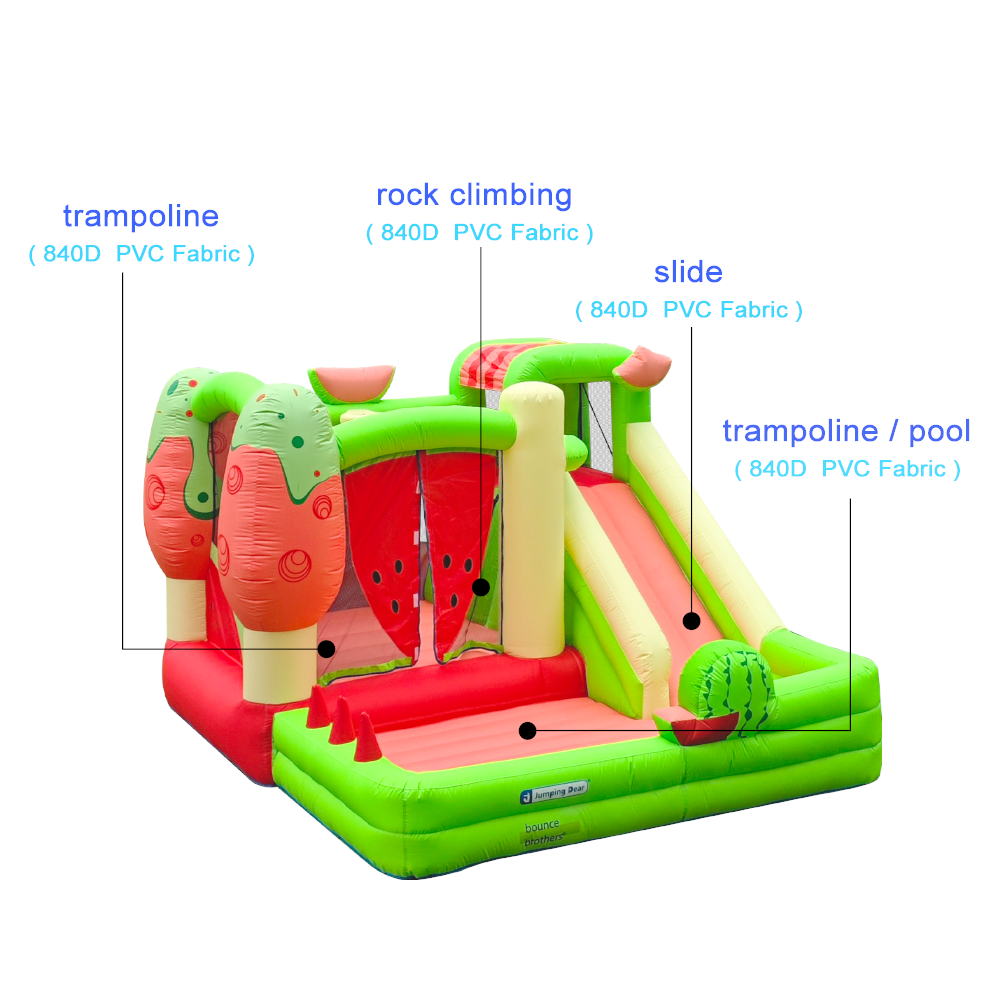 Colorful Watermelon Patterned Inflatable Play Area for Kids - Safe & Fun Trampoline Experience