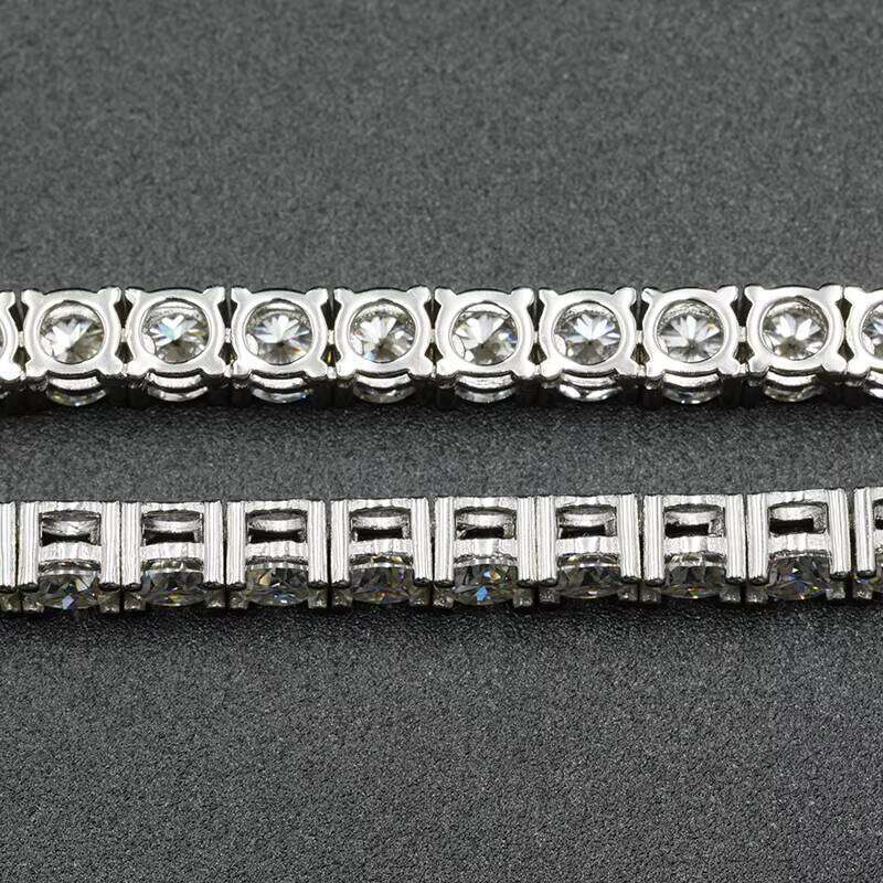 Factory Customize Sterling Sier With Gold Plated 5Mm Moissanite Chain Hip Hop Tennis Necklace For Men