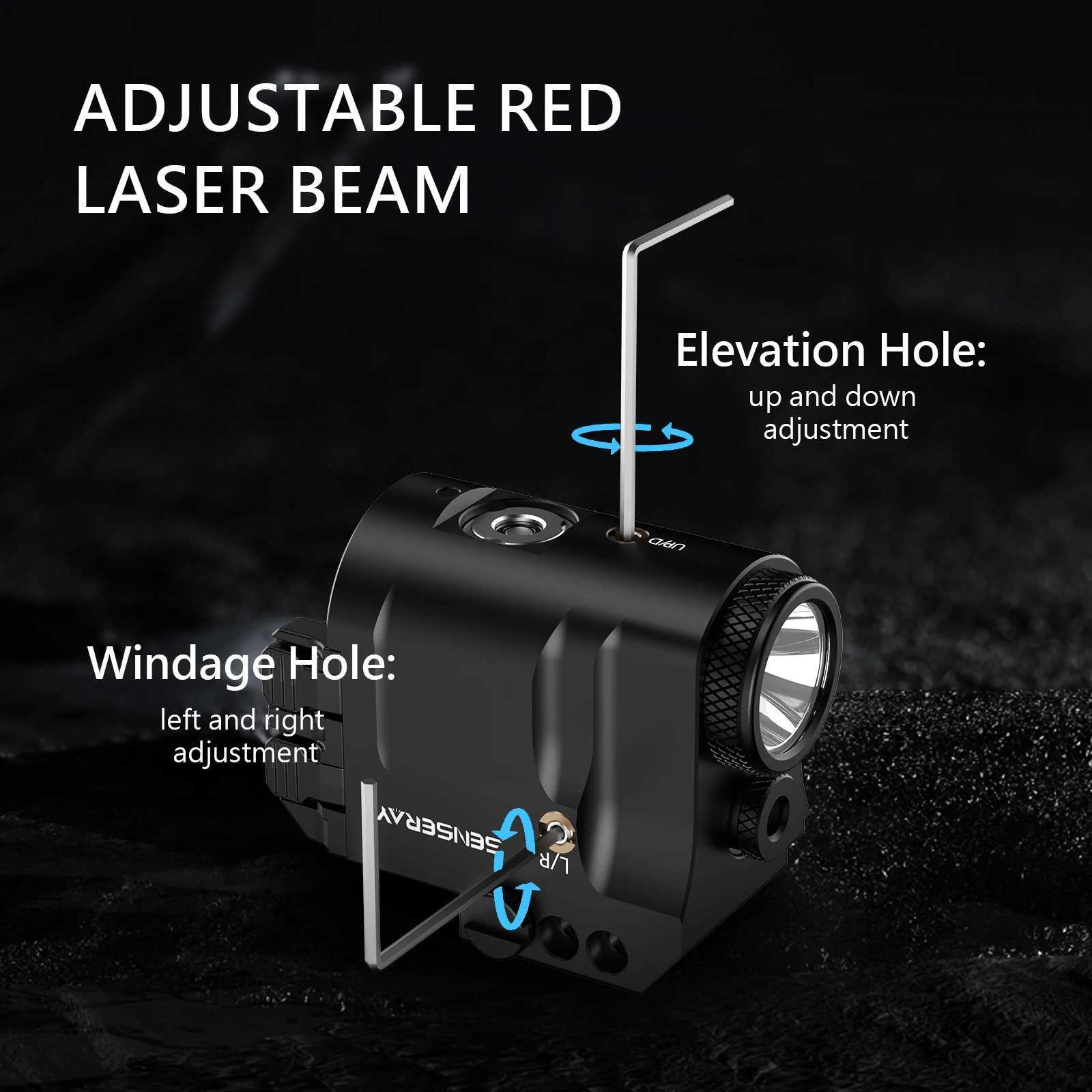 Pistol Light Green Laser Beam Combo Rechargeable Gun Light Strobe Magnetic Charging 1913 Picatinny Rail Mounted Flashlight XJ250701