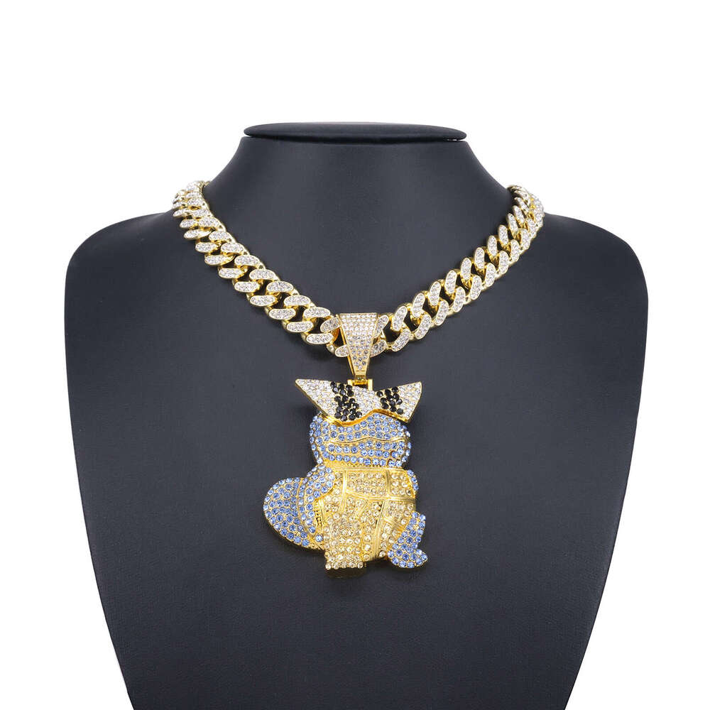 Trendy Rap Cartoon Turtle 3D Personality Squirtle Hip-Hop Style Inlaid Pendant b65