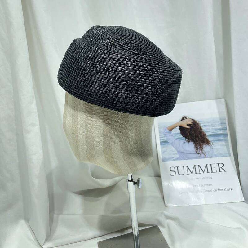 Women Straw Cap Summer French Beret Woven Sun Church Derby Party Fedoras Hostesses Pillbox Hat Millinery Fascinator Base