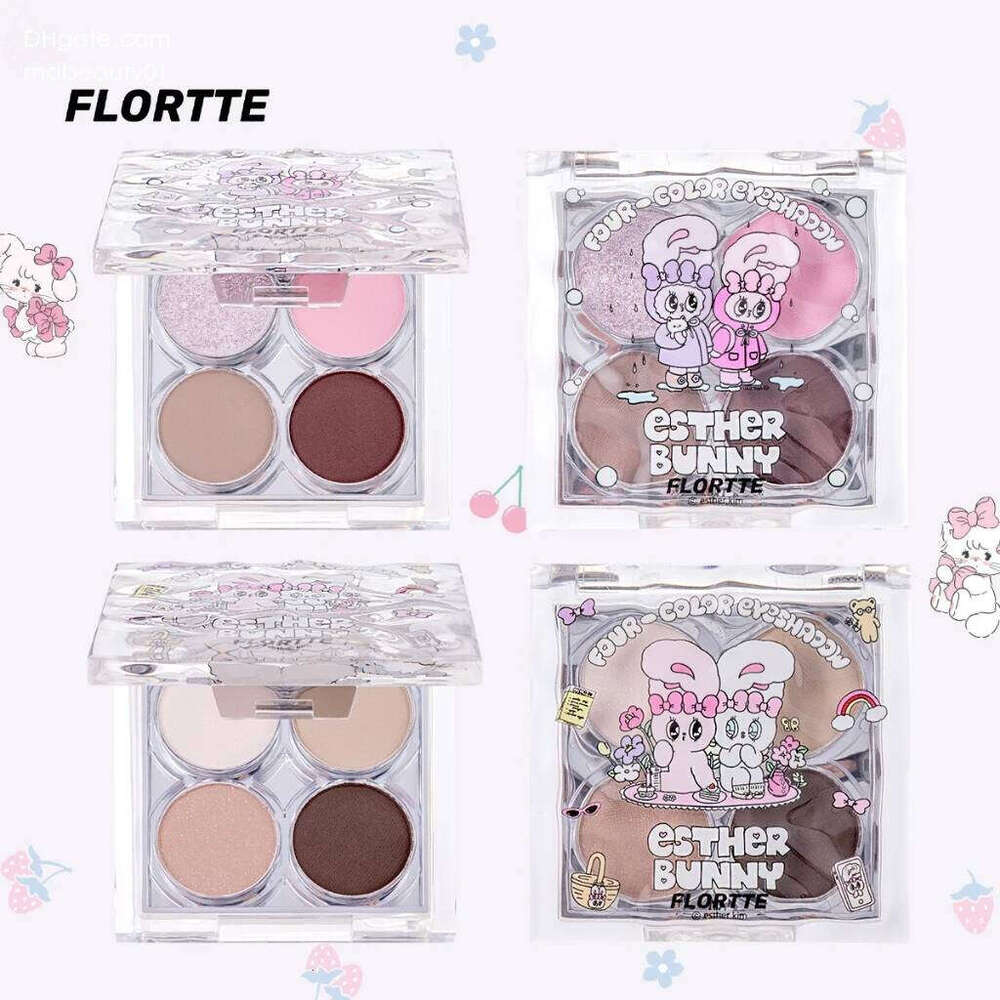 FLORTTE Esther Bunny Four-color Shadow Eyeshadow Palette With PendantShimmer Matte Long Lasting Waterproof Eye Makeup X250702