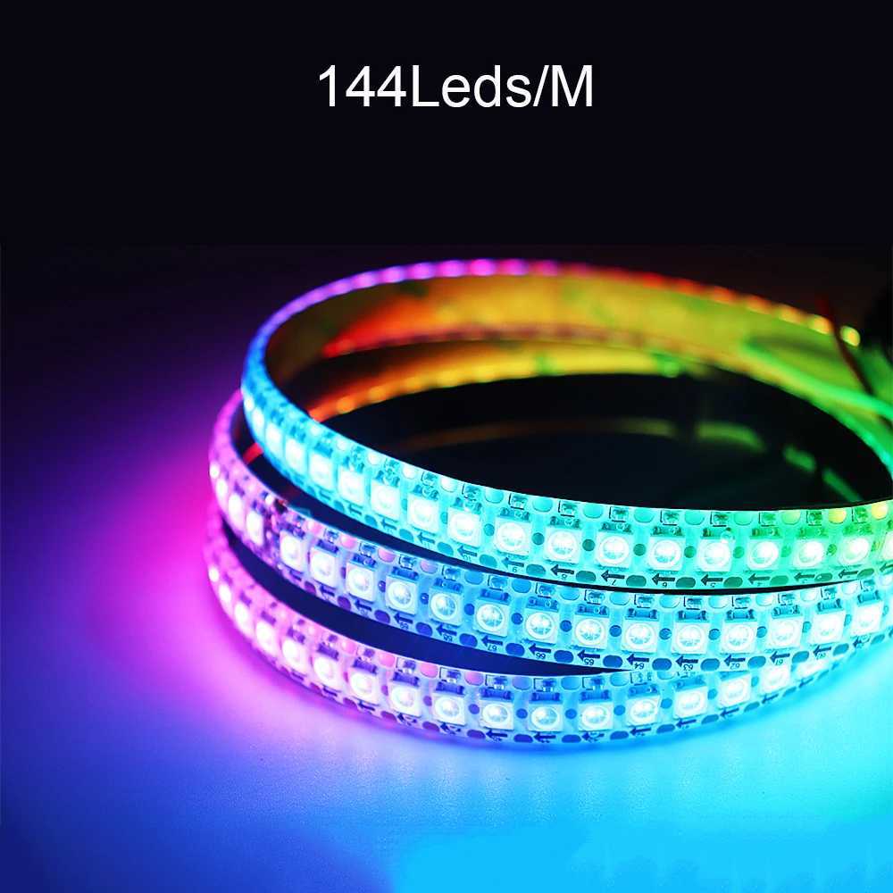1-5M WS2812B Individually Addressable LED Strip 30/60/74/96/144 LEDs/m WS2812 5050 RGBIC Smart Pixels LED Light IP30/65/67 DC5V W250701
