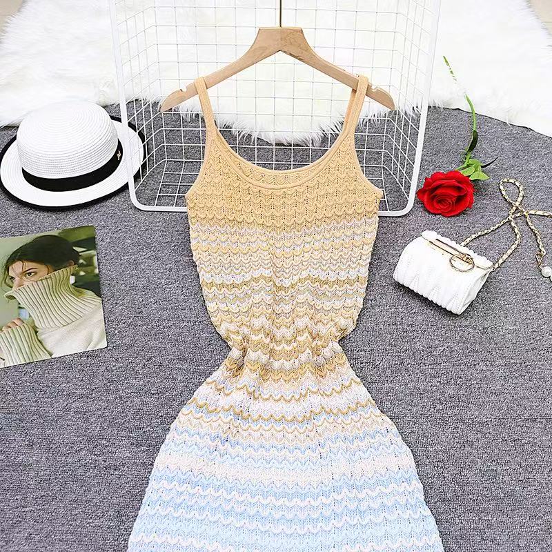 Milan Style Runway Dress Autumn Crew Neck Sleeveless Mid Calf Brand Same Style Empire Womens Dress Fashion