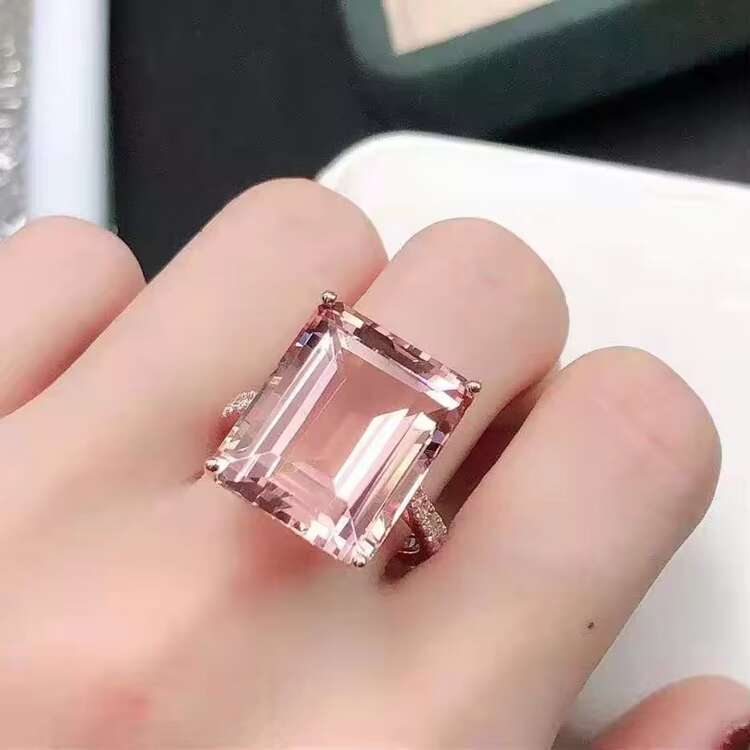 SGARIT Brand Hot Sale Gemstone Vintage Elegant Anniversary Gift18k Gold 15.3ct Natural Morganite Rings for Women