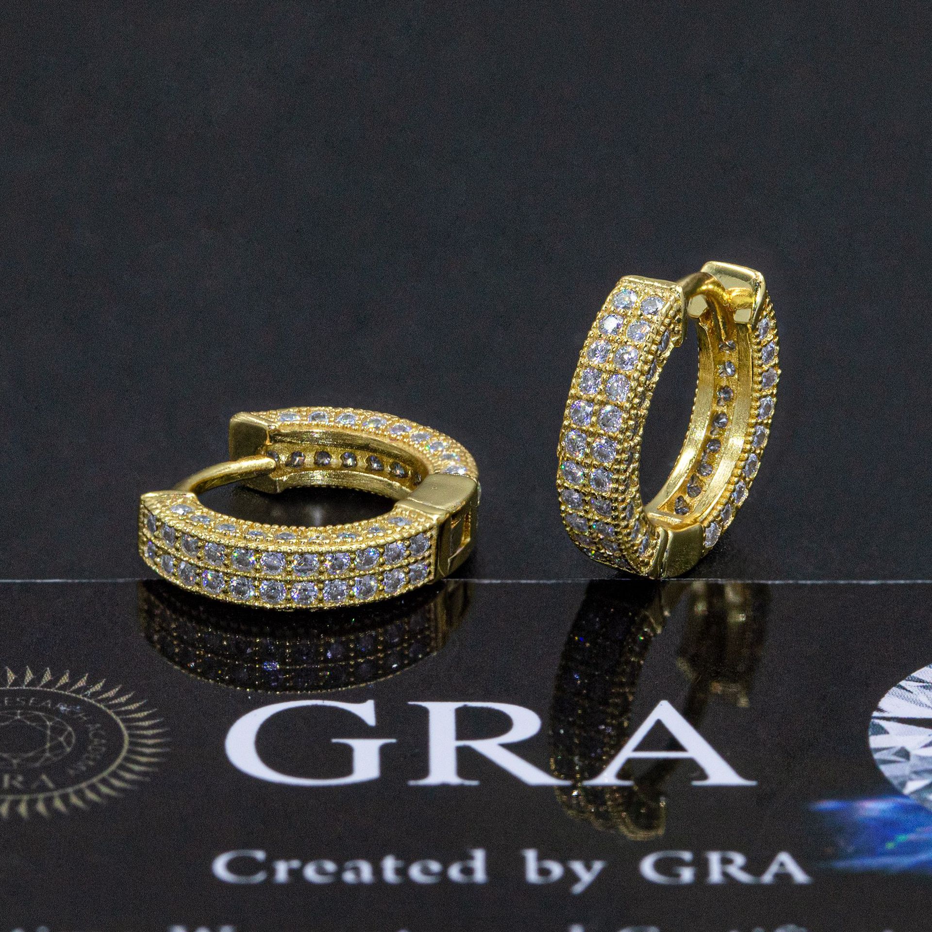 18k Gold Plated 925 Sterling Silver Iced Out VVS Diamond Moissanite Hoop Earrings