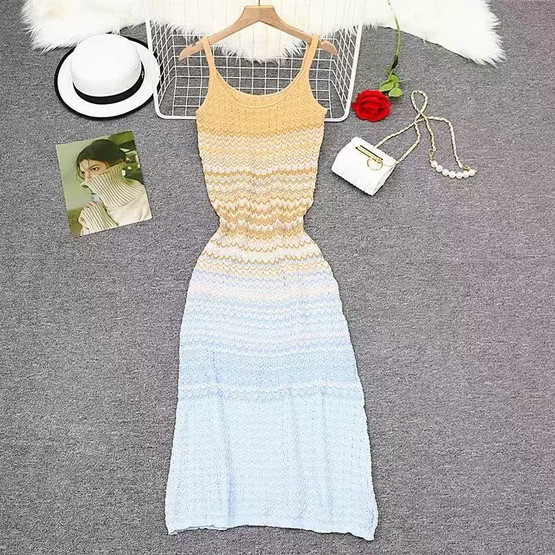 Milan Style Runway Dress Autumn Crew Neck Sleeveless Mid Calf Brand Same Style Empire Womens Dress Fashion
