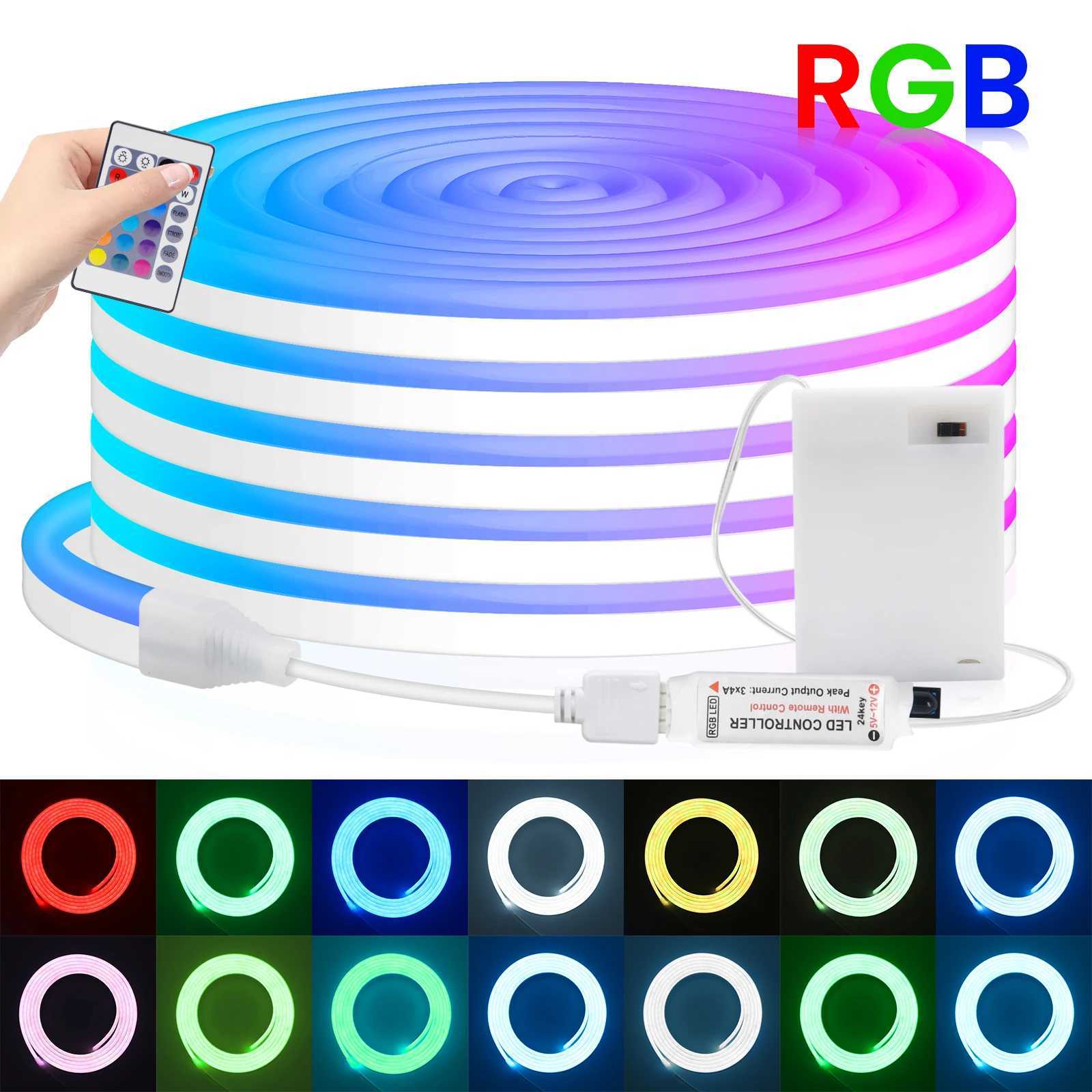 5V RGB Neon Strip Light 1M 2M 3M 3AA Battery Box With Bluetooth Remote Control Waterproof Flexible Ribbon Tape For Home Decor W250701