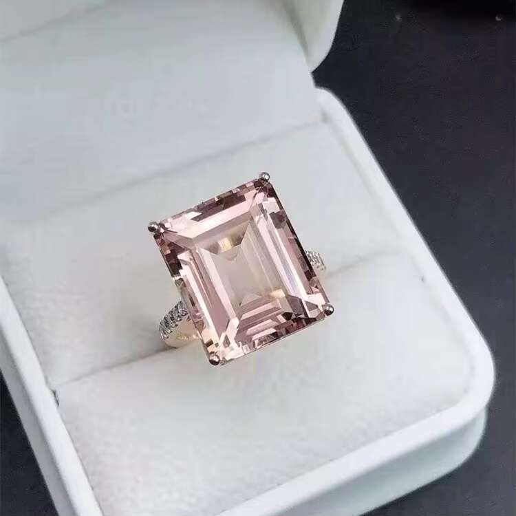 SGARIT Brand Hot Sale Gemstone Vintage Elegant Anniversary Gift18k Gold 15.3ct Natural Morganite Rings for Women