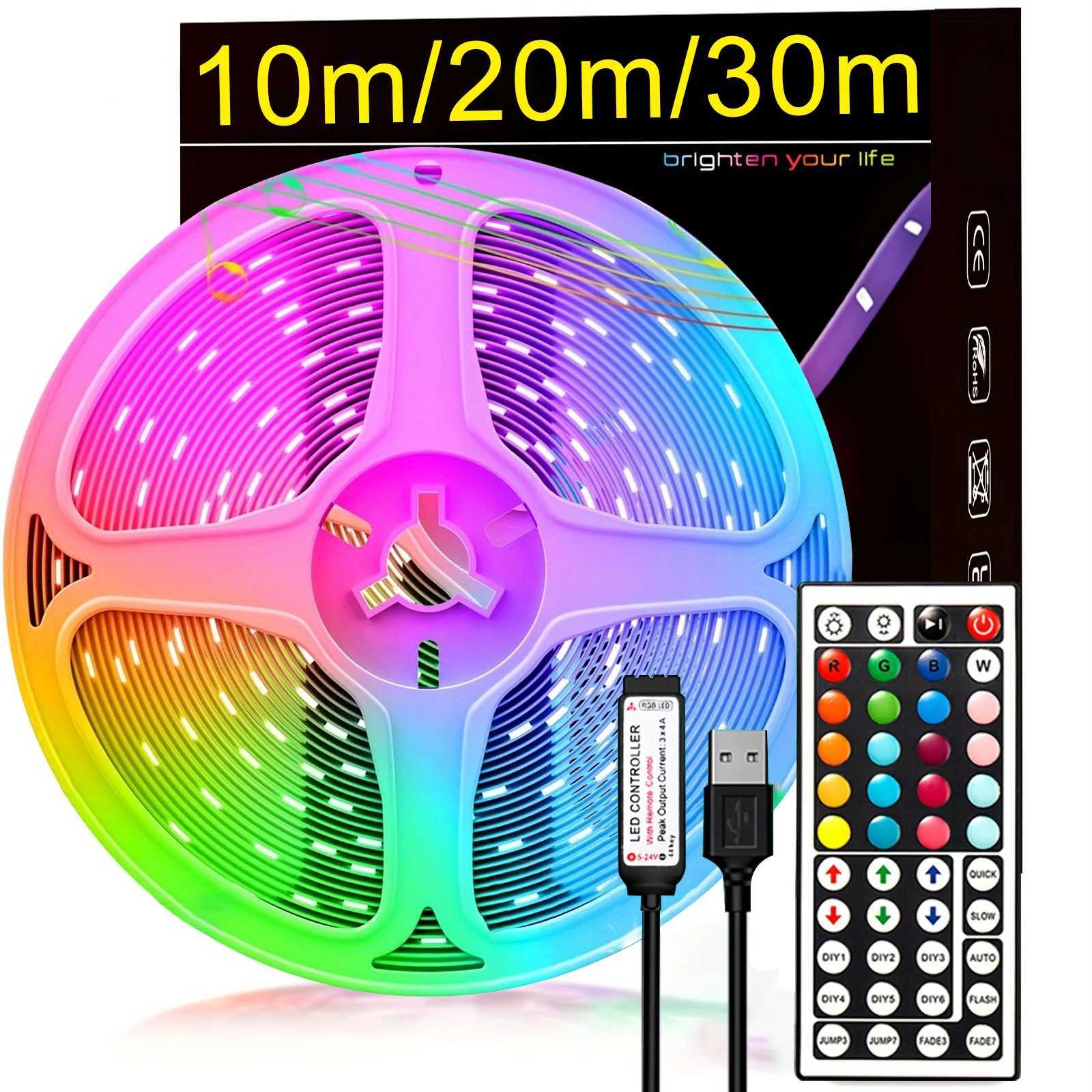 USB 5V LED Strip Lights Tape RGB LED Wall Room 44key Remote Control Flexible LED Tape Diode Lights for Room Home TV backlight W250701
