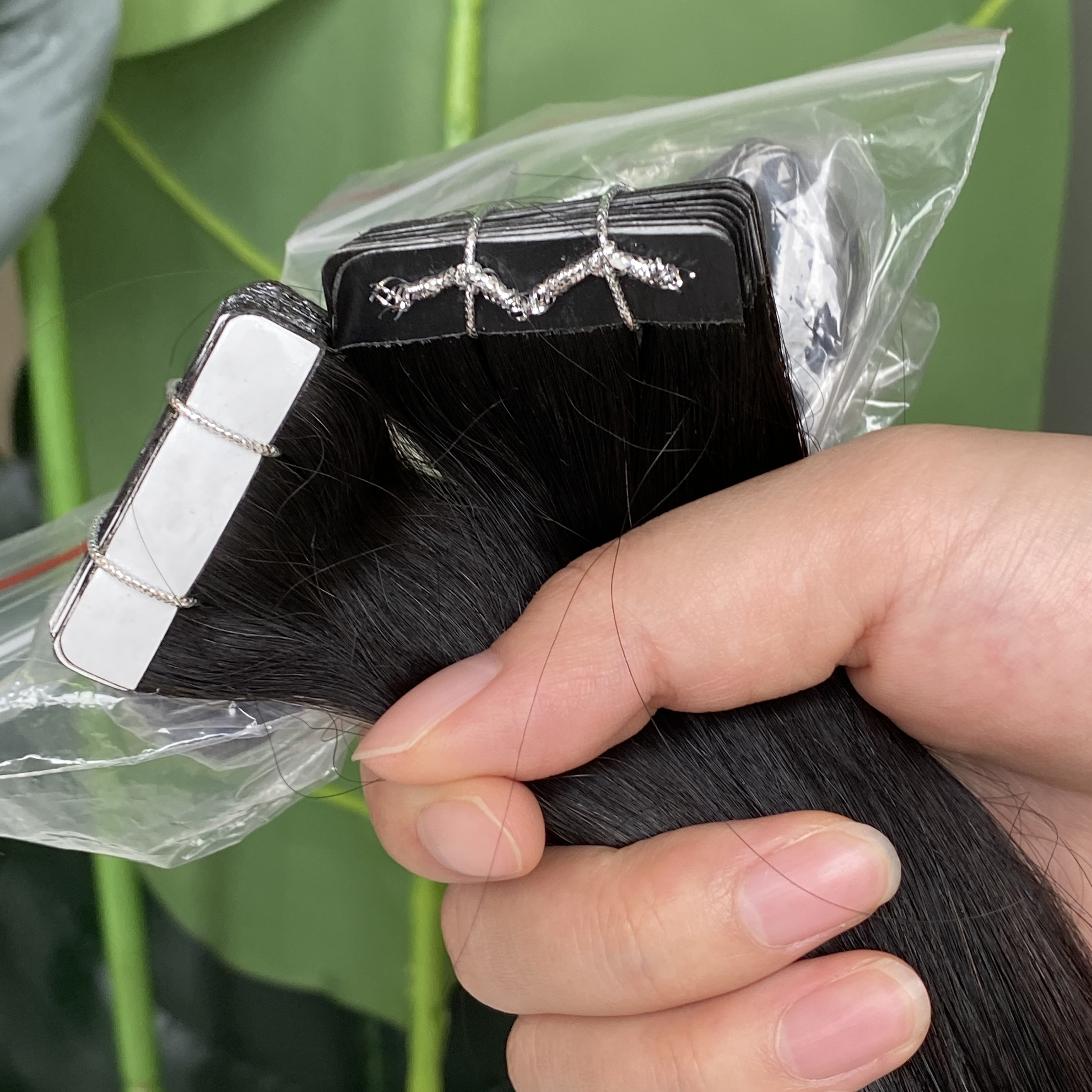 Natural Black Silky Straight Wavy Tape In Hair Extensions 50g/lot 3 Lots Russian Brazilian Malaysian Indian 100% Raw Virgin Human Hair