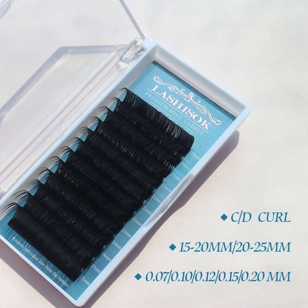 GLAMLASH Mix 7~15/15-20/20-25mm Handmade Korean Pbt J/B/C/D/L/LU(M) CURL Eyelash Extension Natural Soft Faux Mink Lash X250702