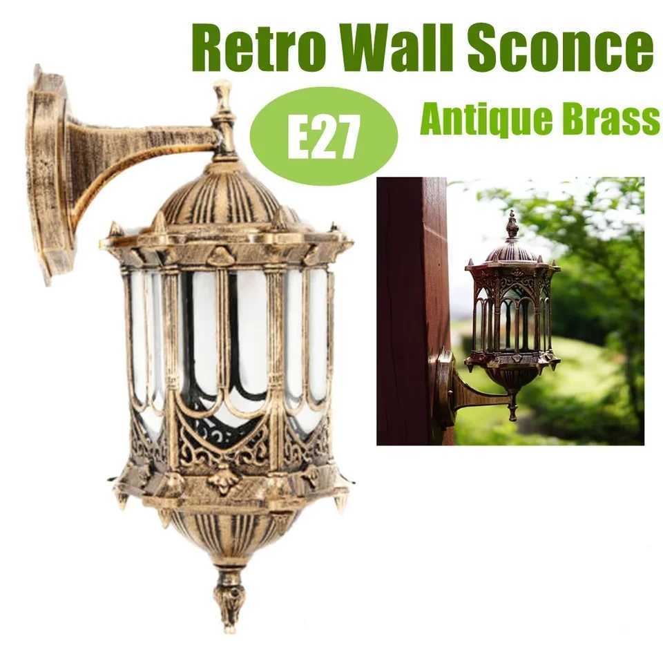 Antique Lantern Wall Lamp Sconce Porch Lamp Garden Outdoor Exterior Wall Light Wall Mount Waterproof Lantern E27 XJ250624
