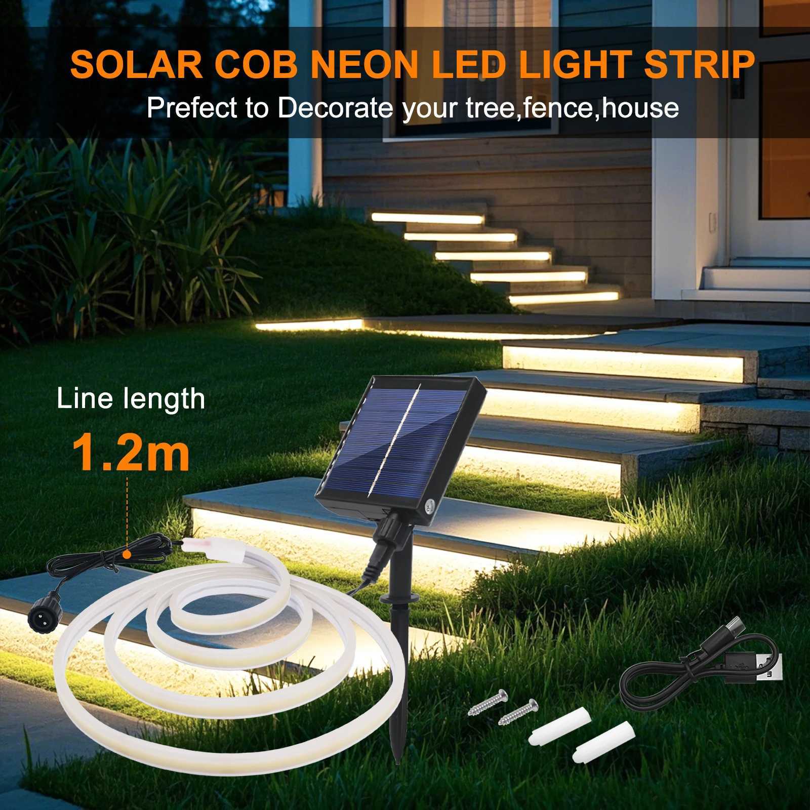 24V Solar COB Neon Light Strips 320LEDs/m Flexible Light 6x12mm Waterproof IP67 5m 10m LED Strip For Outdoor Garden Decoration W250701