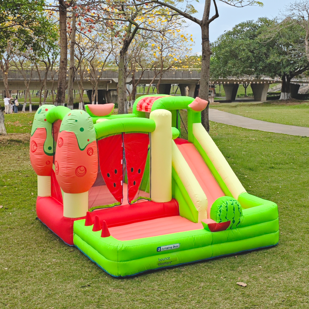 Colorful Watermelon Patterned Inflatable Play Area for Kids - Safe & Fun Trampoline Experience