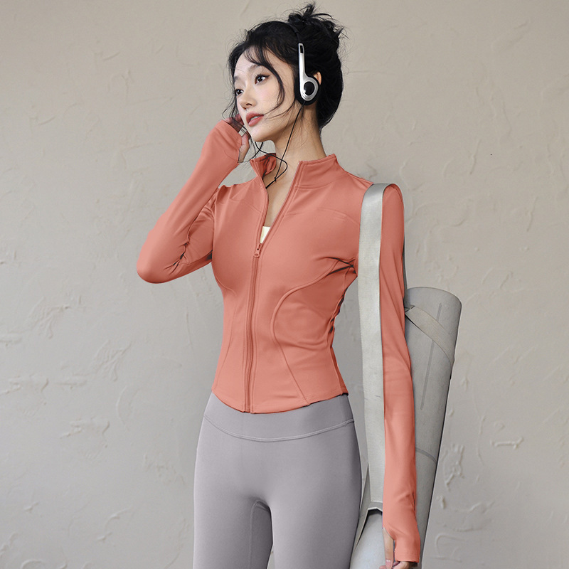 Spring and Autumn Lulu Women's Clothing Sports Top Running Fitness Shirt Long Sleeve Yoga Zipper Jacket