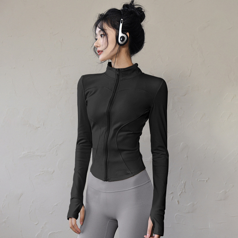 Spring and Autumn Lulu Women's Clothing Sports Top Running Fitness Shirt Long Sleeve Yoga Zipper Jacket