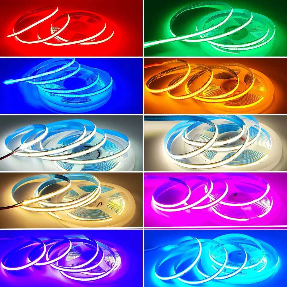 COB LED Strip Light 12V 24V 320LEDs/Chips/M High Density Linear Red Green Blue Warm Nature Cool White Lighting Flexible LED Tape W250701
