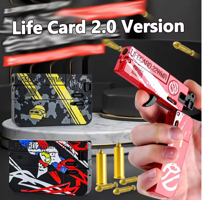 1PC New Arrival Life Car Alloy Soft Bullet Gun Folding Children's Tide Play Metal Card Gun Boy Toy