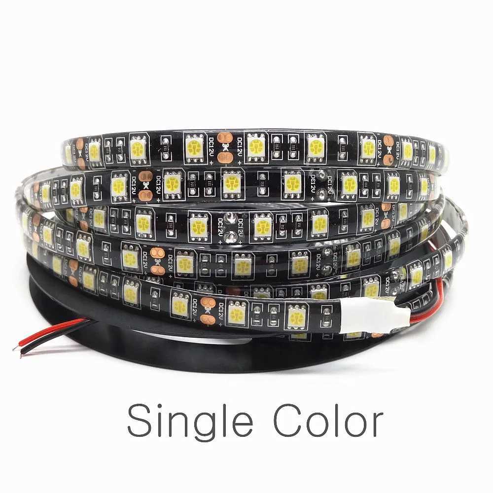 16.4ft Led Strip 5050 RGB 1m/2m/3m/4m/5m Black PCB 12V 60LEDs/m Waterproof IP65/Non Waterproof IP20 For TV Background Decoration W250701
