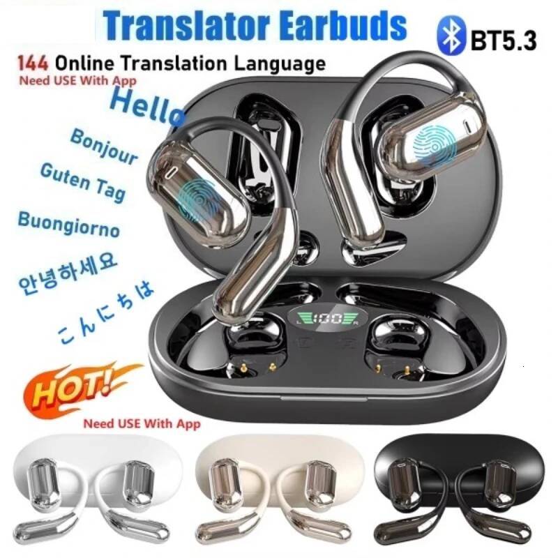 Wireless Bluetooth Translation 144 Languages Instant Translator Earbuds Headphones Smart Voice Real Time For Travel
