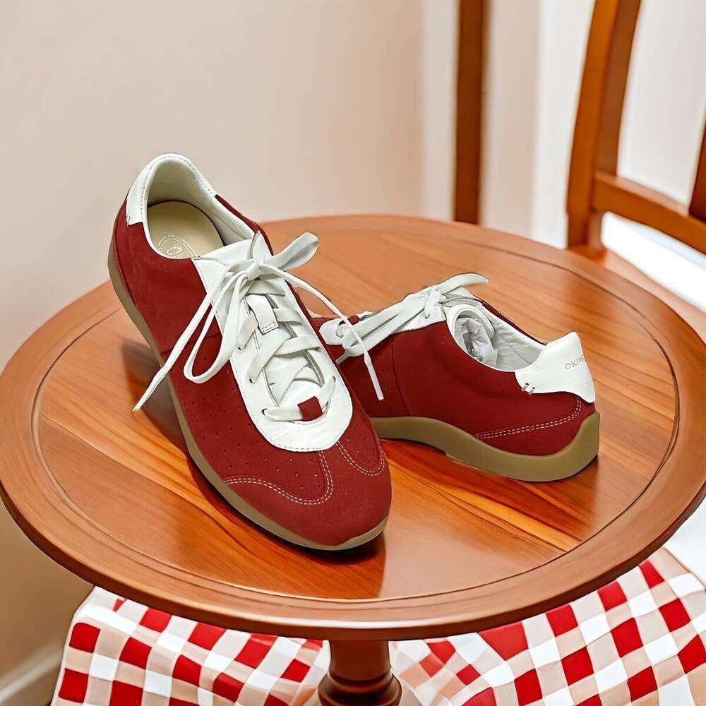 Classic Red Casual Skate Shoes - Comfortable and Stylish Low-Top Design Okimoz