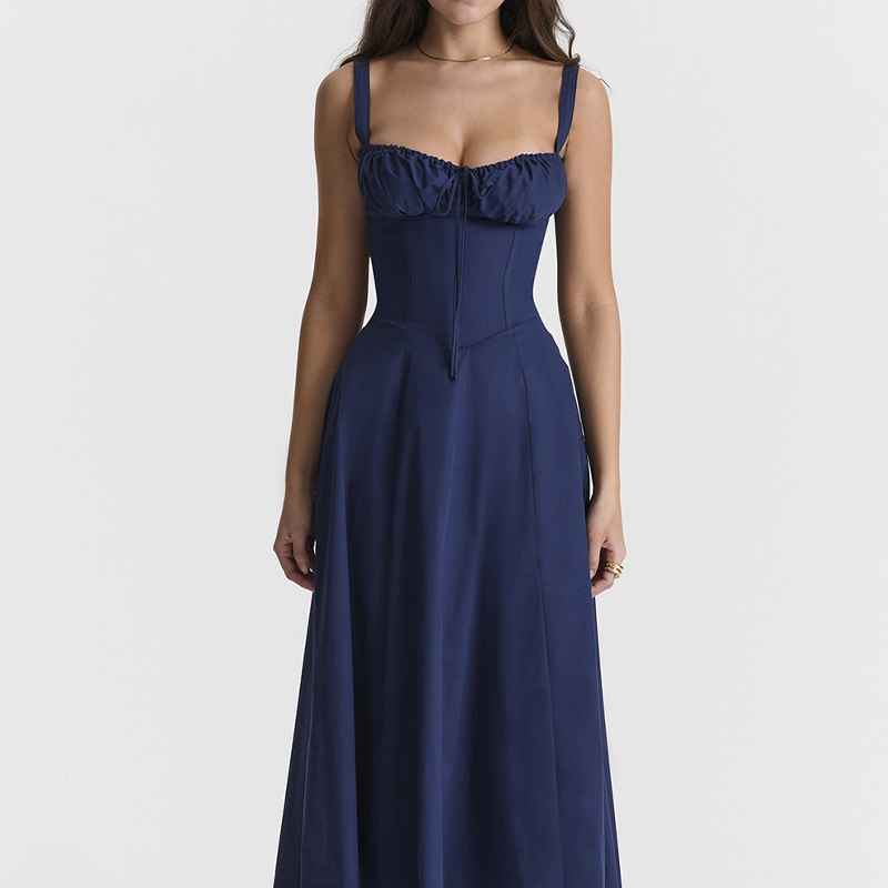 F72Popular square neck pleated mesh splicing fluffy short sleeve dress