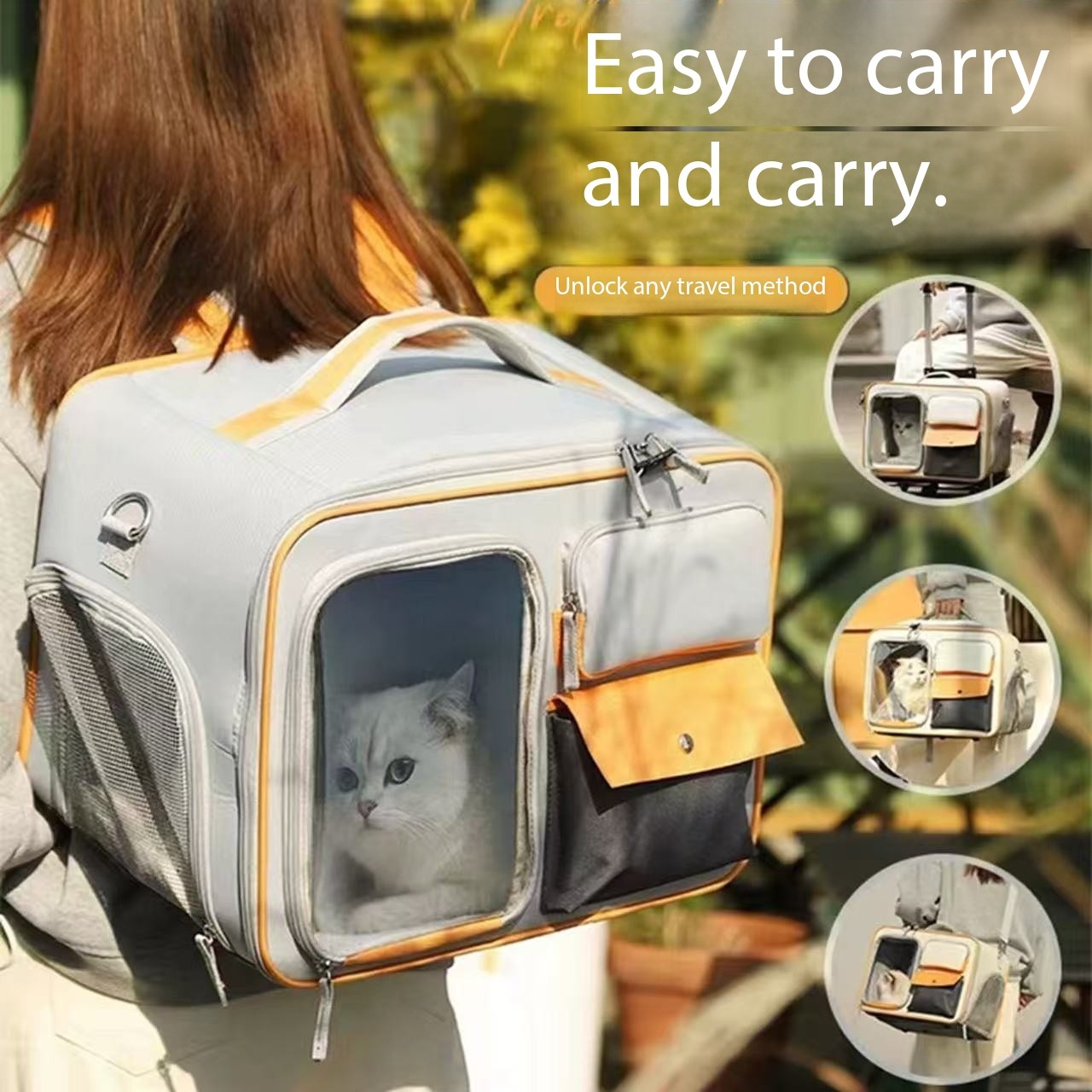 Pet rolling suitcase portable large-capacity cat bag stress-resistant cat and dog bag small dog luggage box outdoor pet backpack