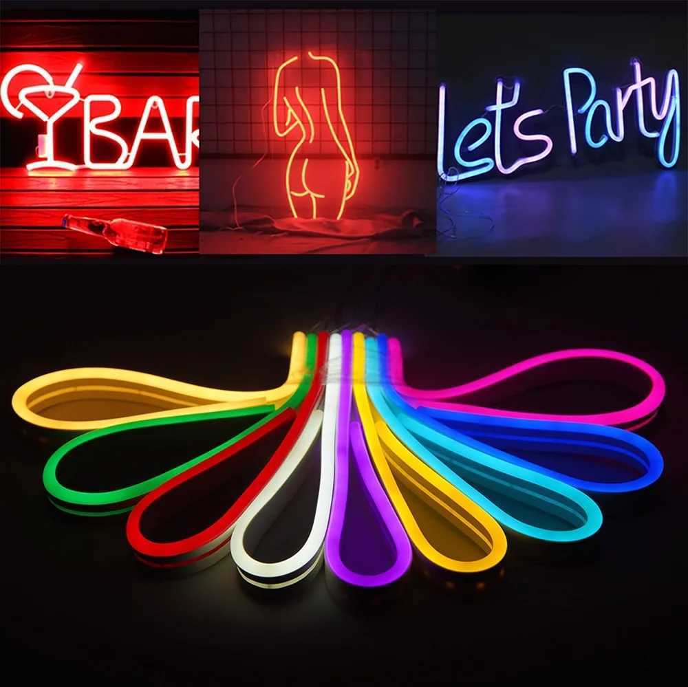 5V 12V LED Neon Strip DIY Sign Light SMD 2835 LEDs/m Flexible Silicone Rope Tube Waterproof 1cm 2.5cm Cut For Home Decoration W250701