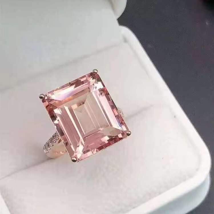 SGARIT Brand Hot Sale Gemstone Vintage Elegant Anniversary Gift18k Gold 15.3ct Natural Morganite Rings for Women