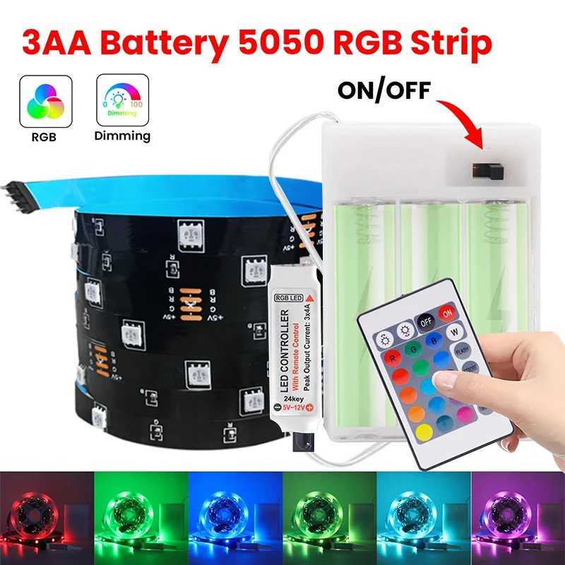 5V 5050 RGB LED Strip Lights AA Battery RGB LED Lights Smart Control 1-10M RGB LED Tape Skateboard Bicycle Decoration Lights W250701