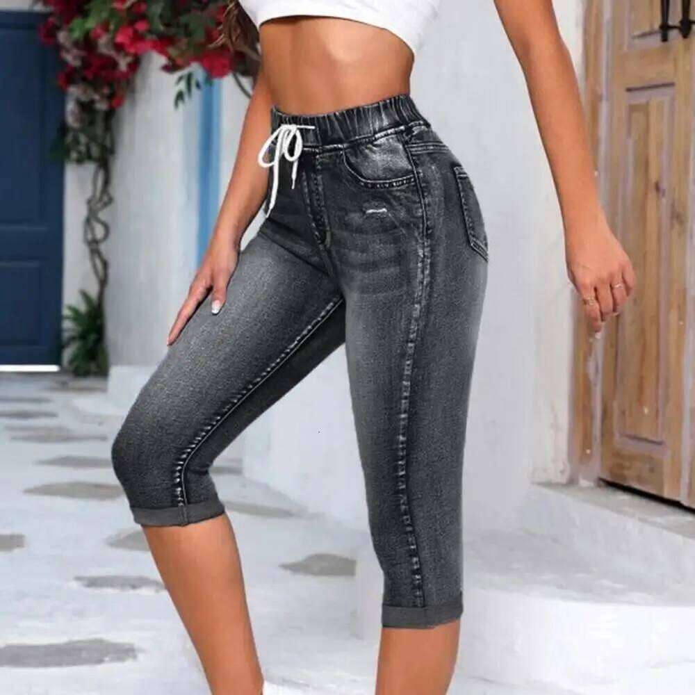 hoodie Women's Wear Denim Jeggings Women's 3/4 Short Jeans Leggings Summer 2021 Breeches Haruku High Waist Korean Vintage Mom Pants jacket